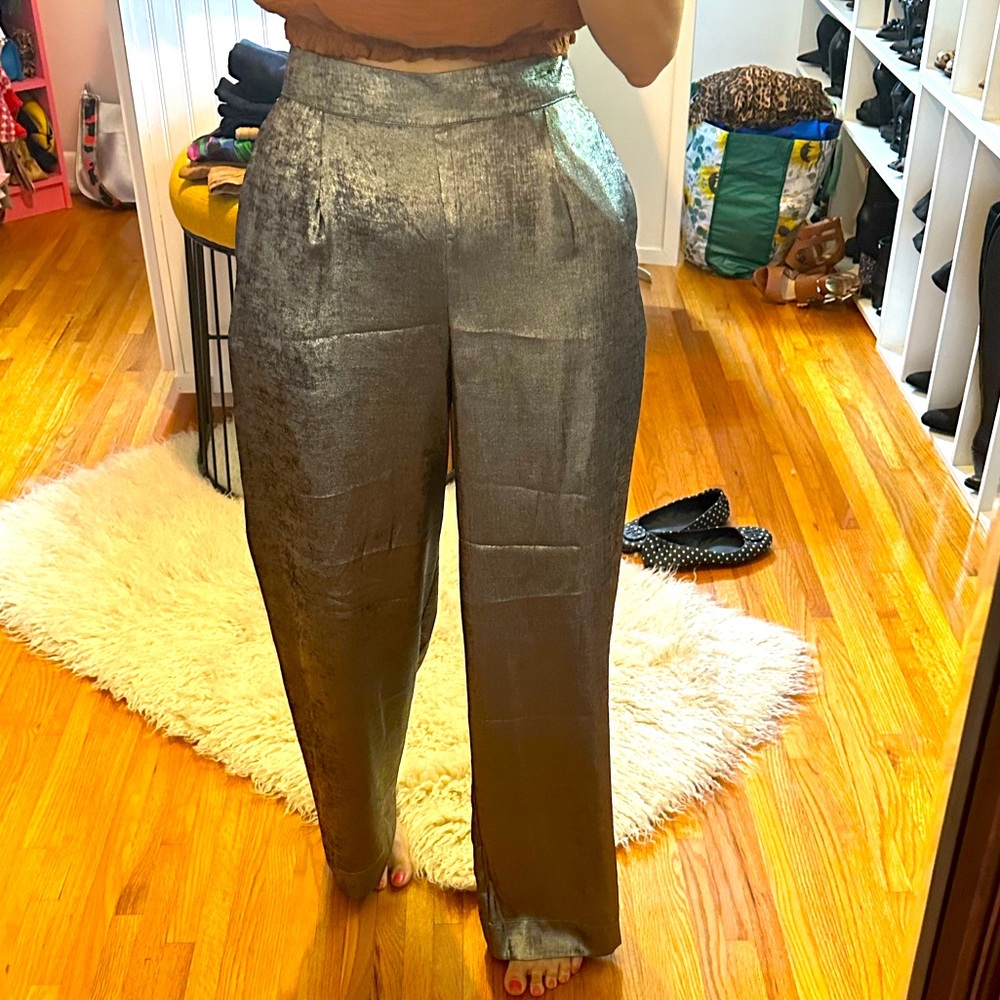 Metallic silver pants
